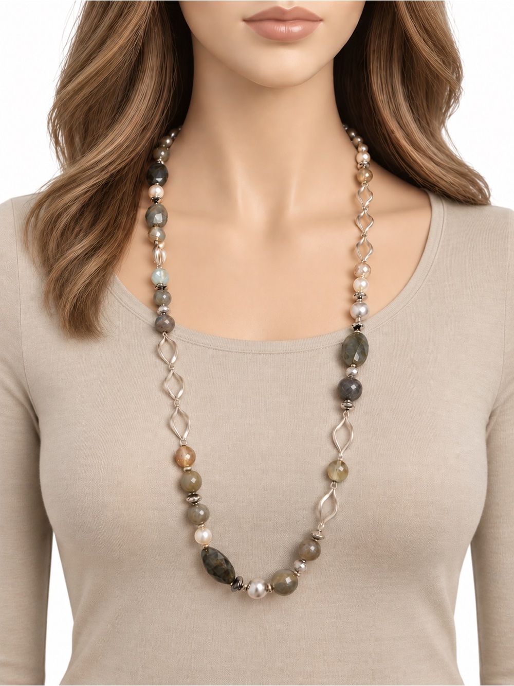 STELLA & DOT Wendy Long Necklace with Natural Stones
